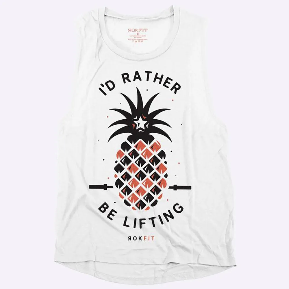 RokFit Women's Tank - I'D RATHER BE LIFTING - White