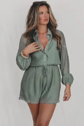 SADIE & SAGE Gathering Sage Button Up Romper