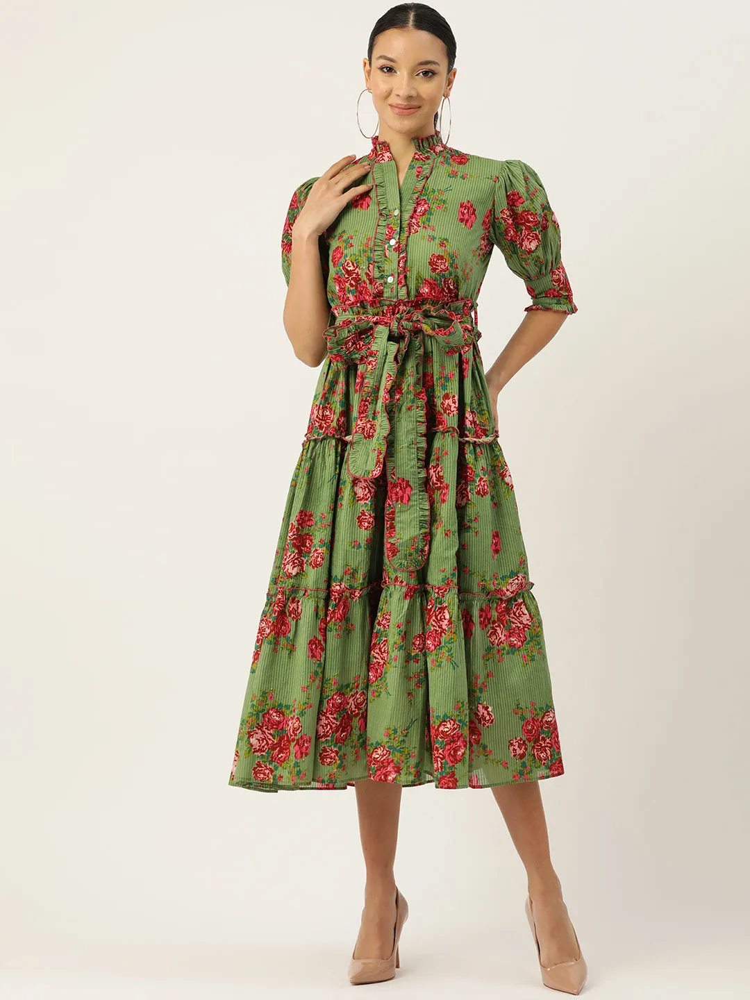 Saumya Dress | Green Garden