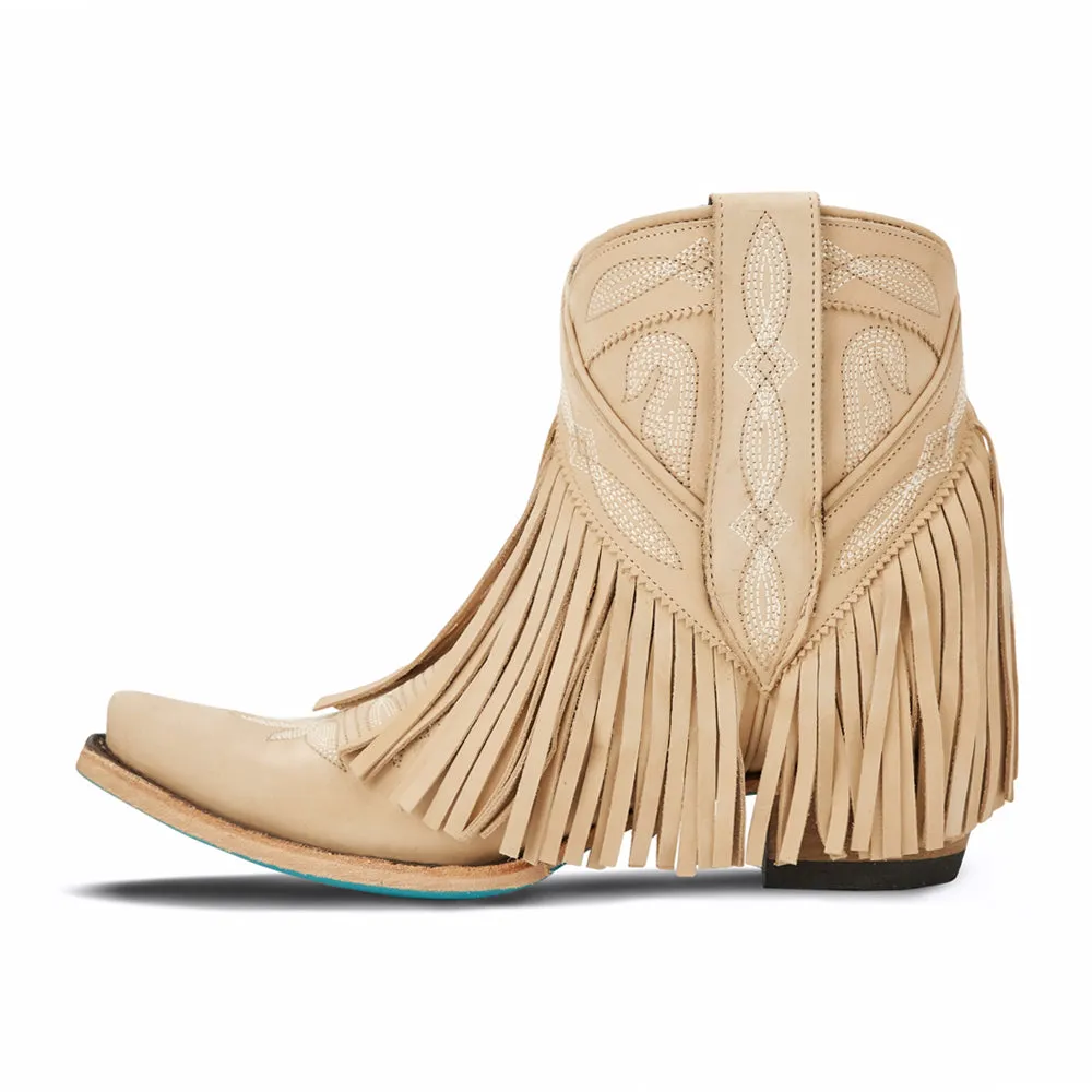 Senita Falls Fringe Embroidered Snip Toe Cowboy Booties