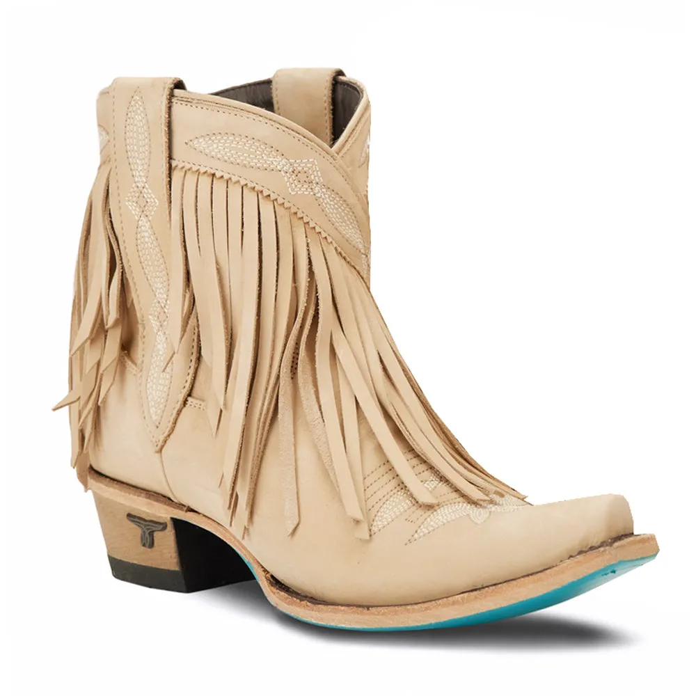 Senita Falls Fringe Embroidered Snip Toe Cowboy Booties