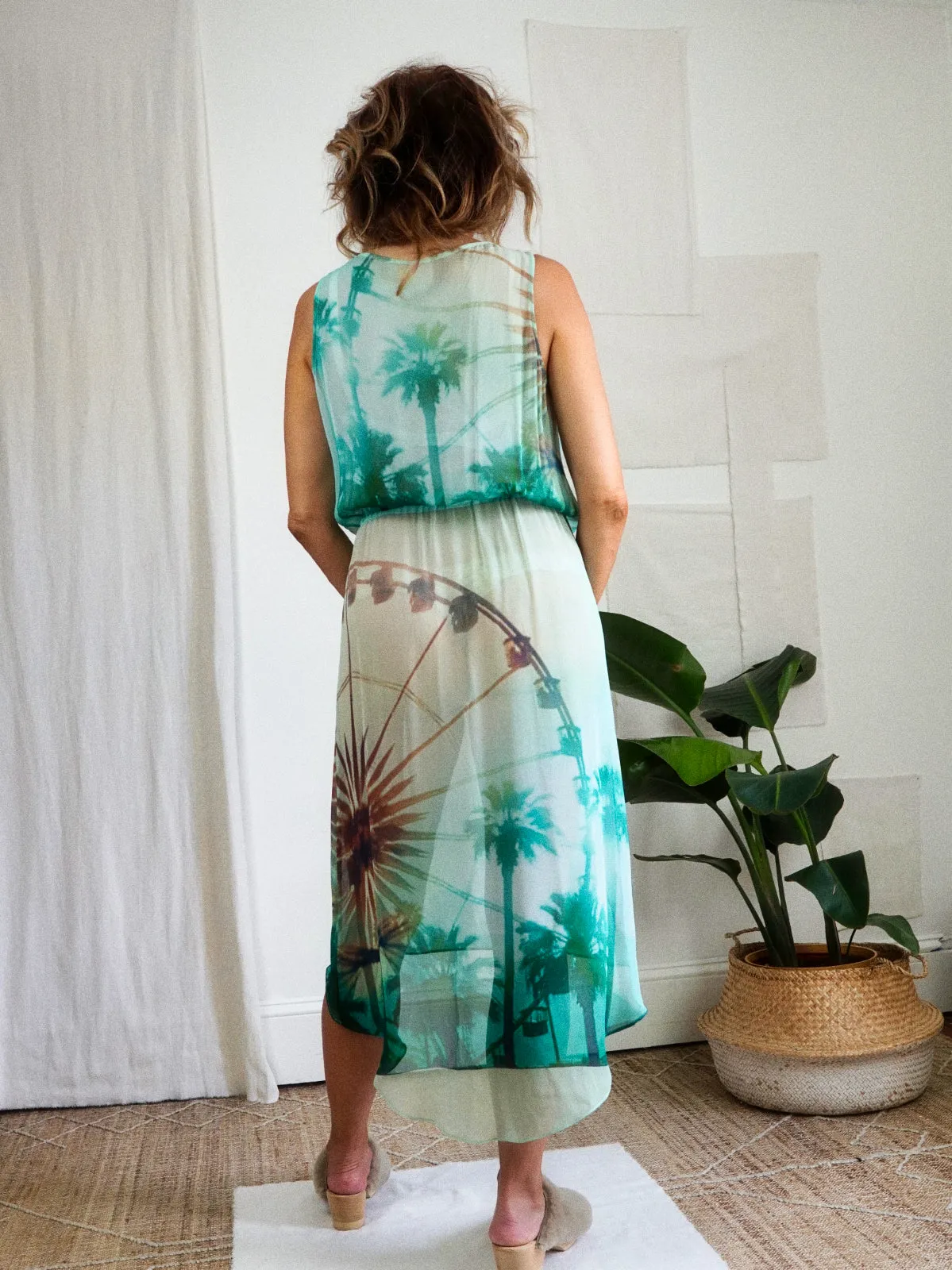 Silk Palm Tree Polaroid Dress