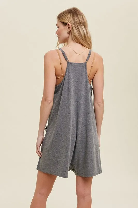 Slub Knit Romper w/ Pockets