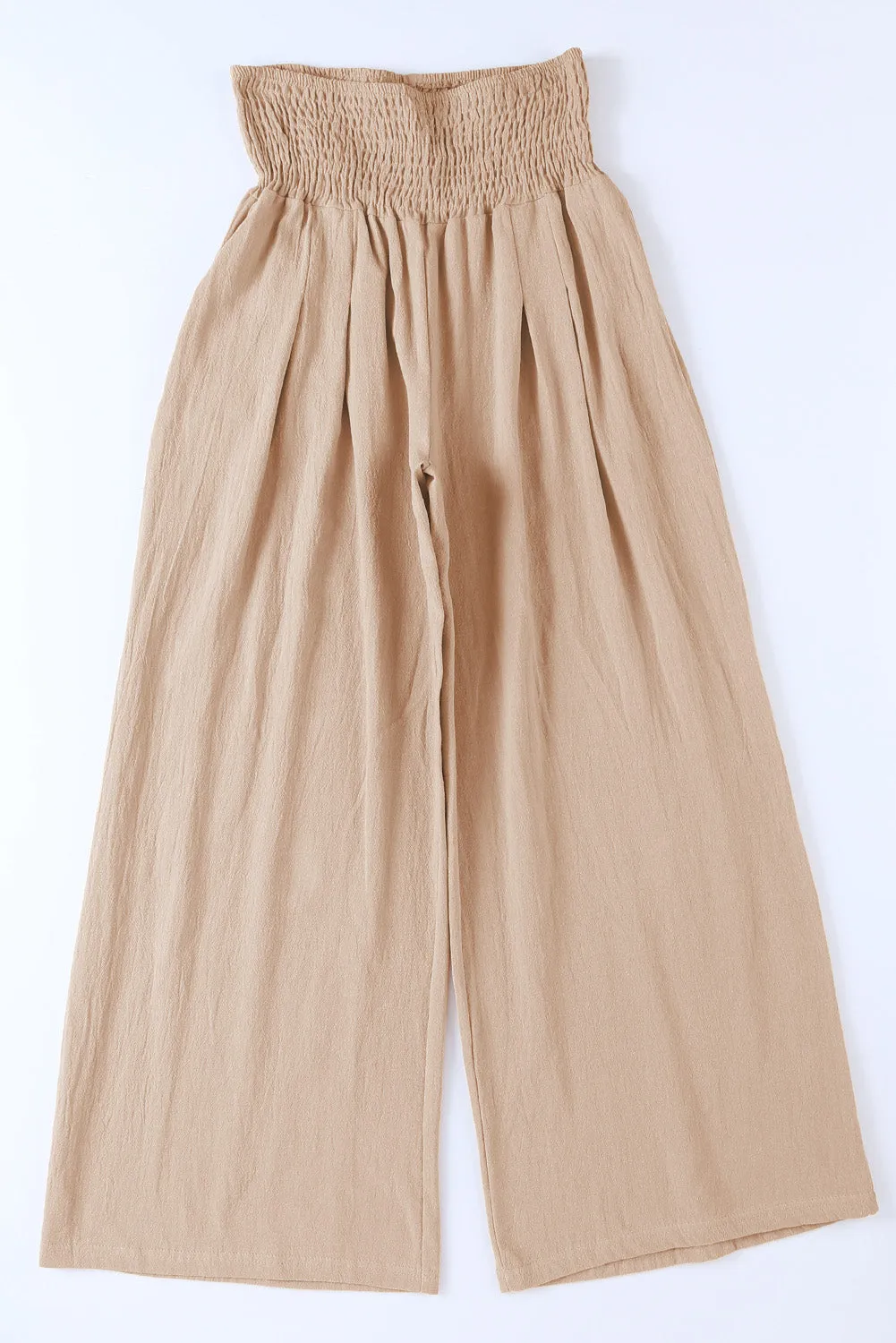 Smocked High Waist Wide Leg Pants