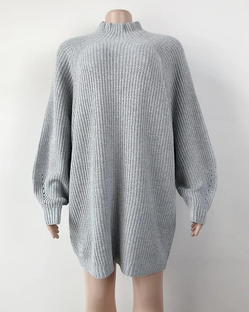 Solid Turtleneck Long Sweater Winter Warm Women Sweater Dress