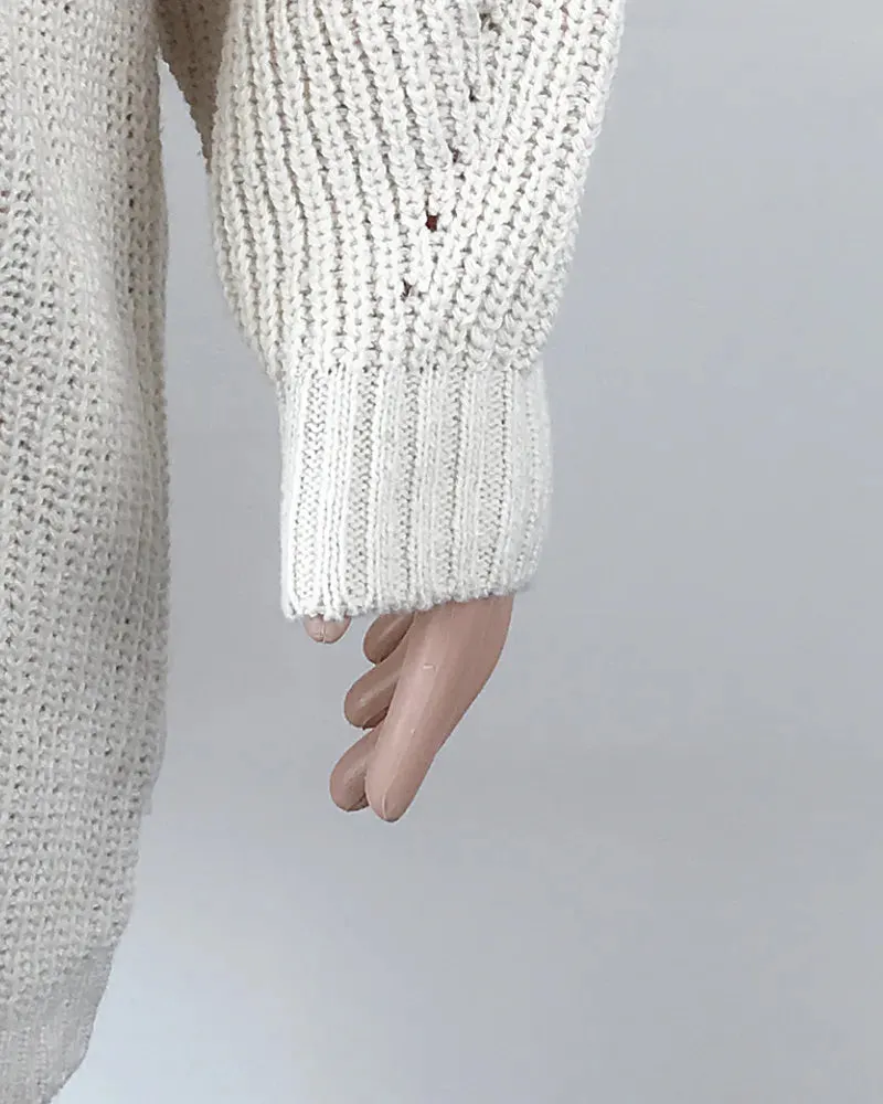 Solid Turtleneck Long Sweater Winter Warm Women Sweater Dress