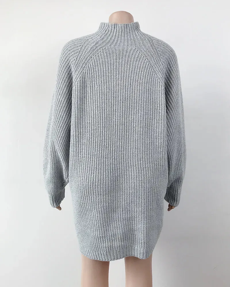 Solid Turtleneck Long Sweater Winter Warm Women Sweater Dress