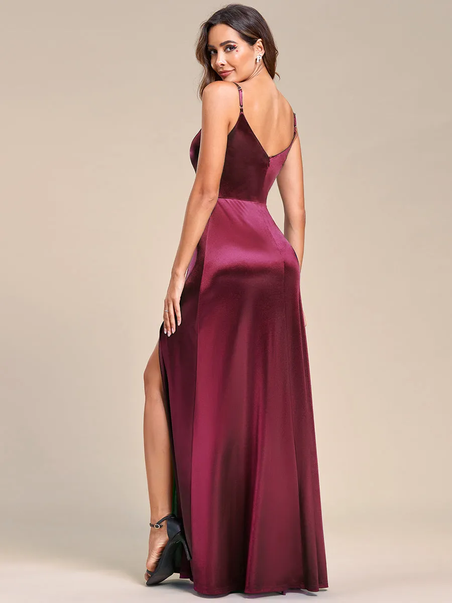 Spaghetti Straps Side Split Wholesale Stain Evening Dresses