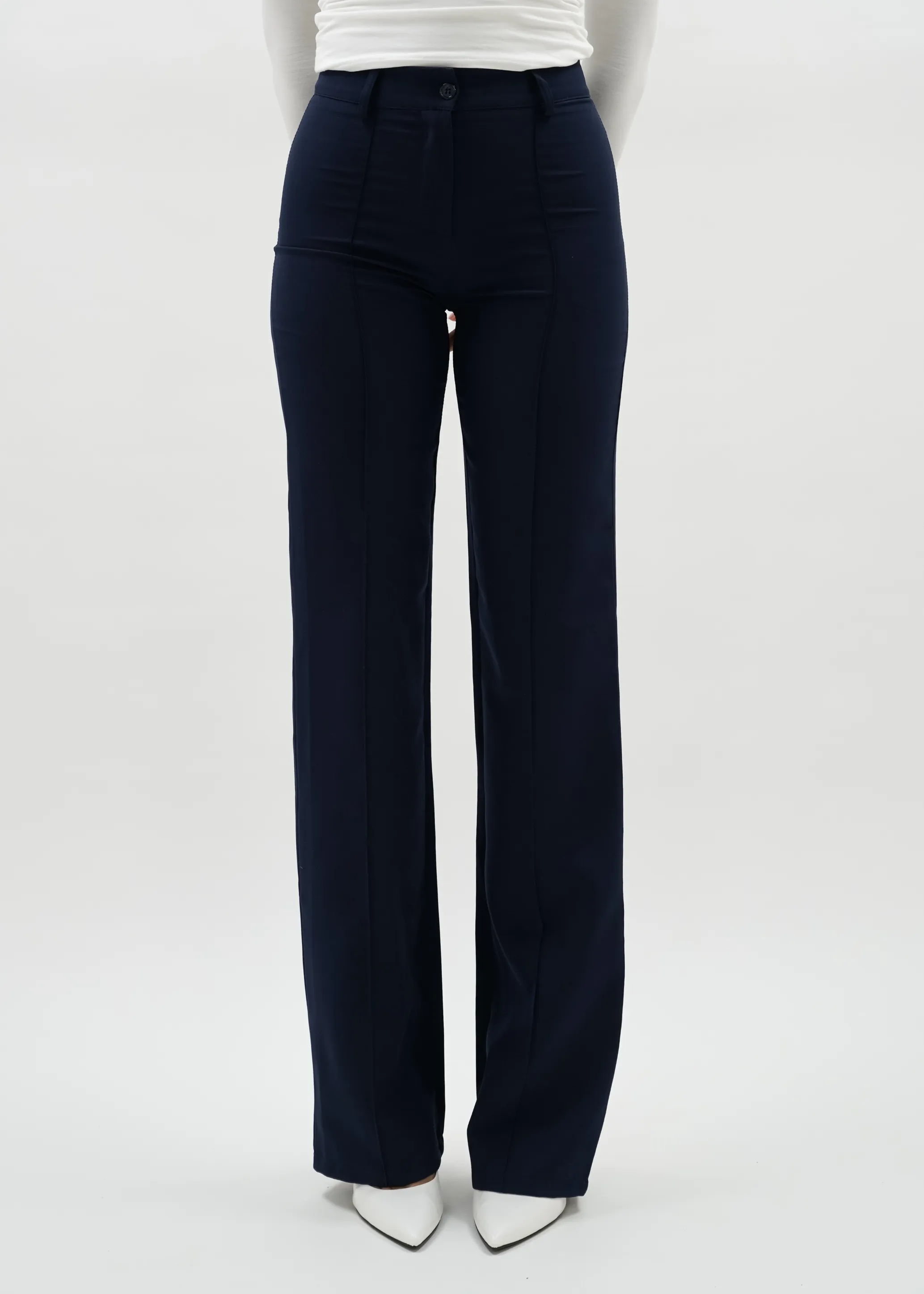 Straight leg pants met pressfold night blue (TALL)