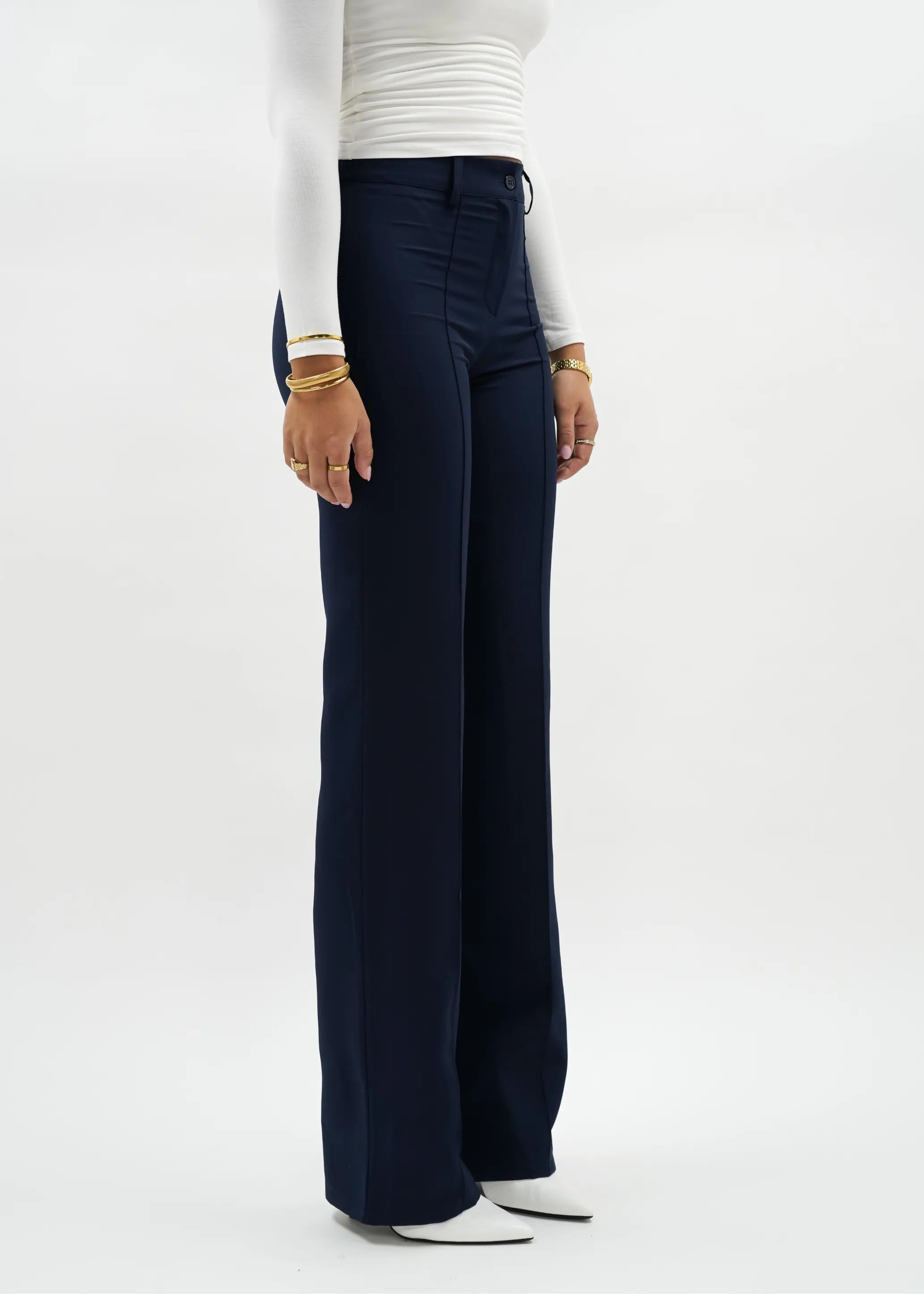 Straight leg pants met pressfold night blue (TALL)