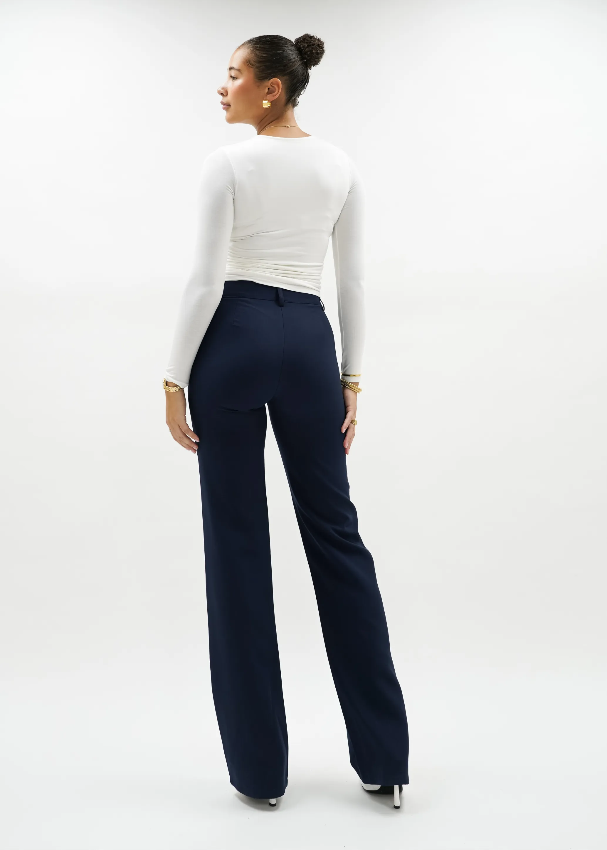 Straight leg pants met pressfold night blue (TALL)