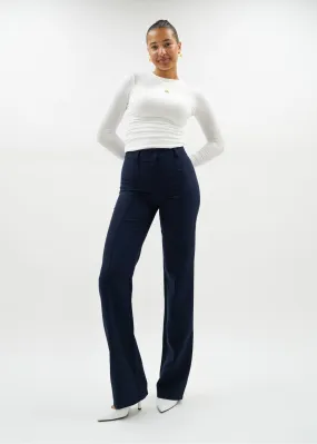 Straight leg pants met pressfold night blue (TALL)