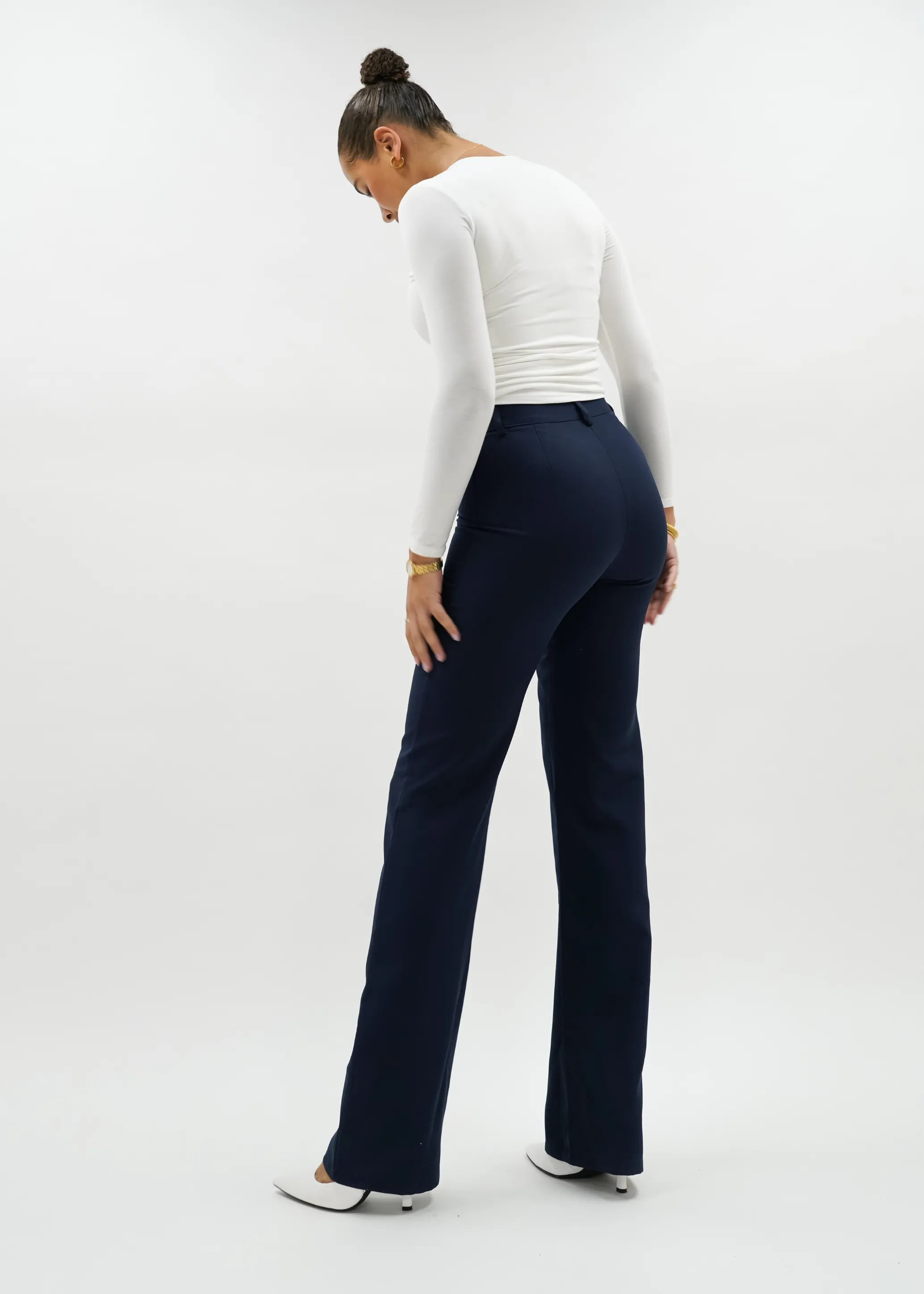 Straight leg pants met pressfold night blue (TALL)