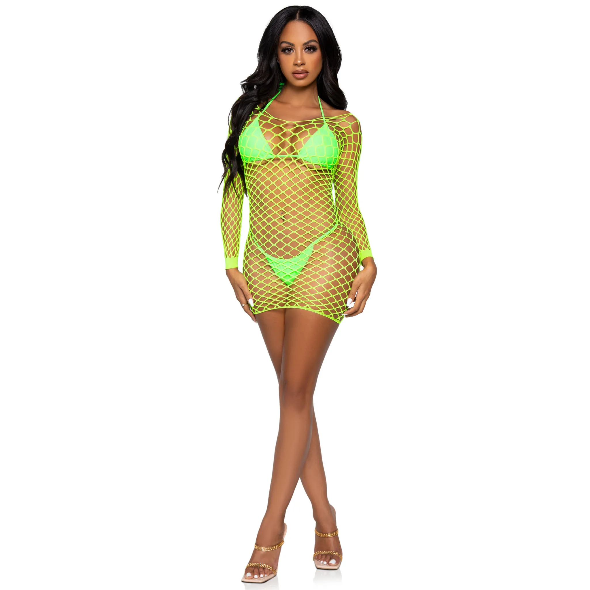 Supreme Fence Net Mini Dress - One Size - Neon Green