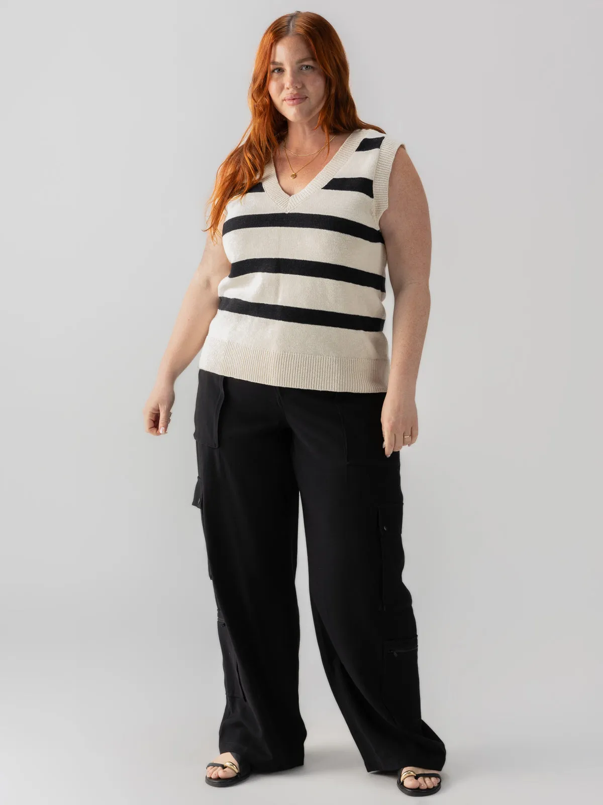 Sweater Shell Tank Eco Natural Black Stripe Inclusive Collection