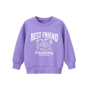 Toddler/Kid Girl's Purple Sweatshirt with Bear Print Deisgn