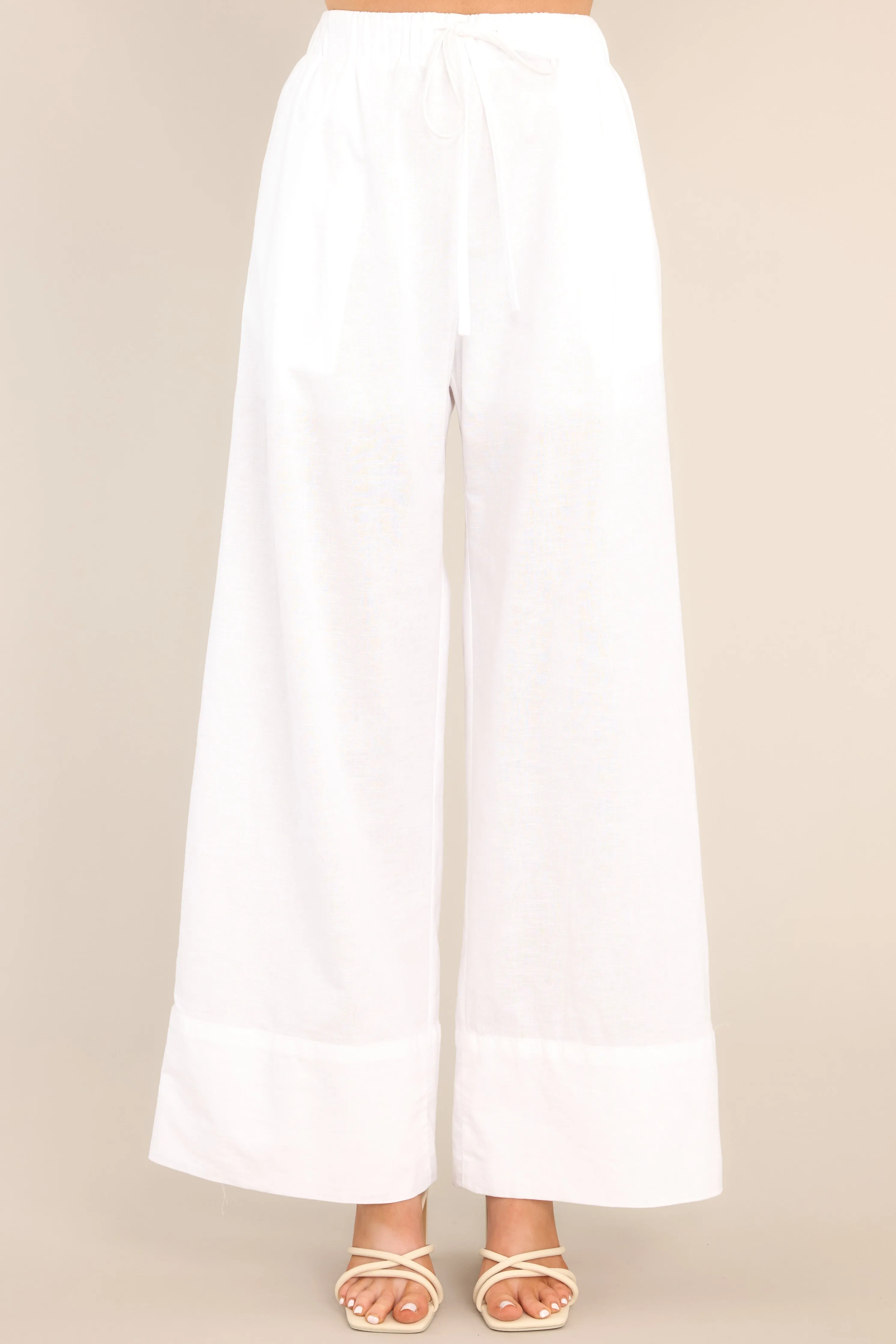 Uncover The Mystery White Linen Blend Pants