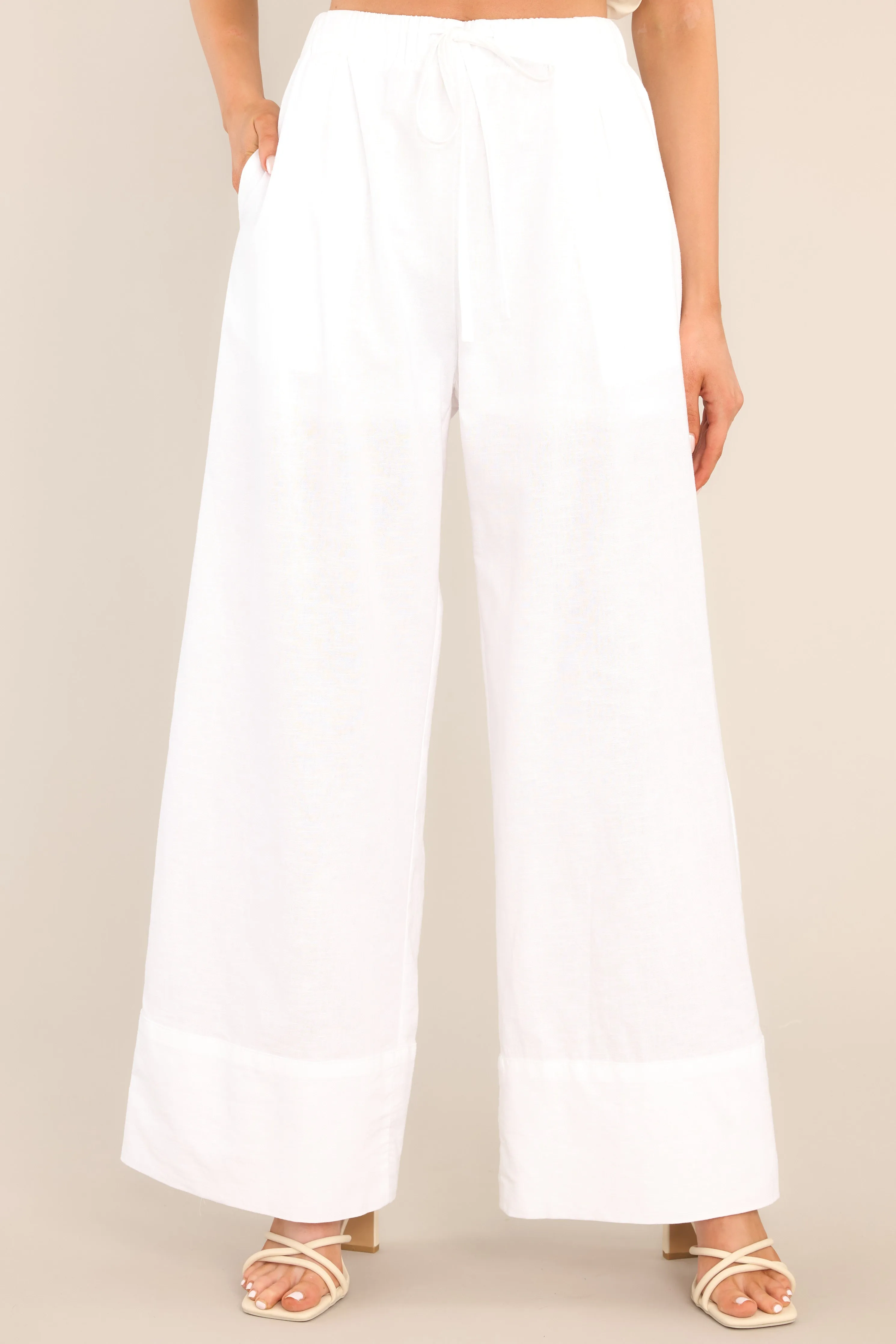 Uncover The Mystery White Linen Blend Pants