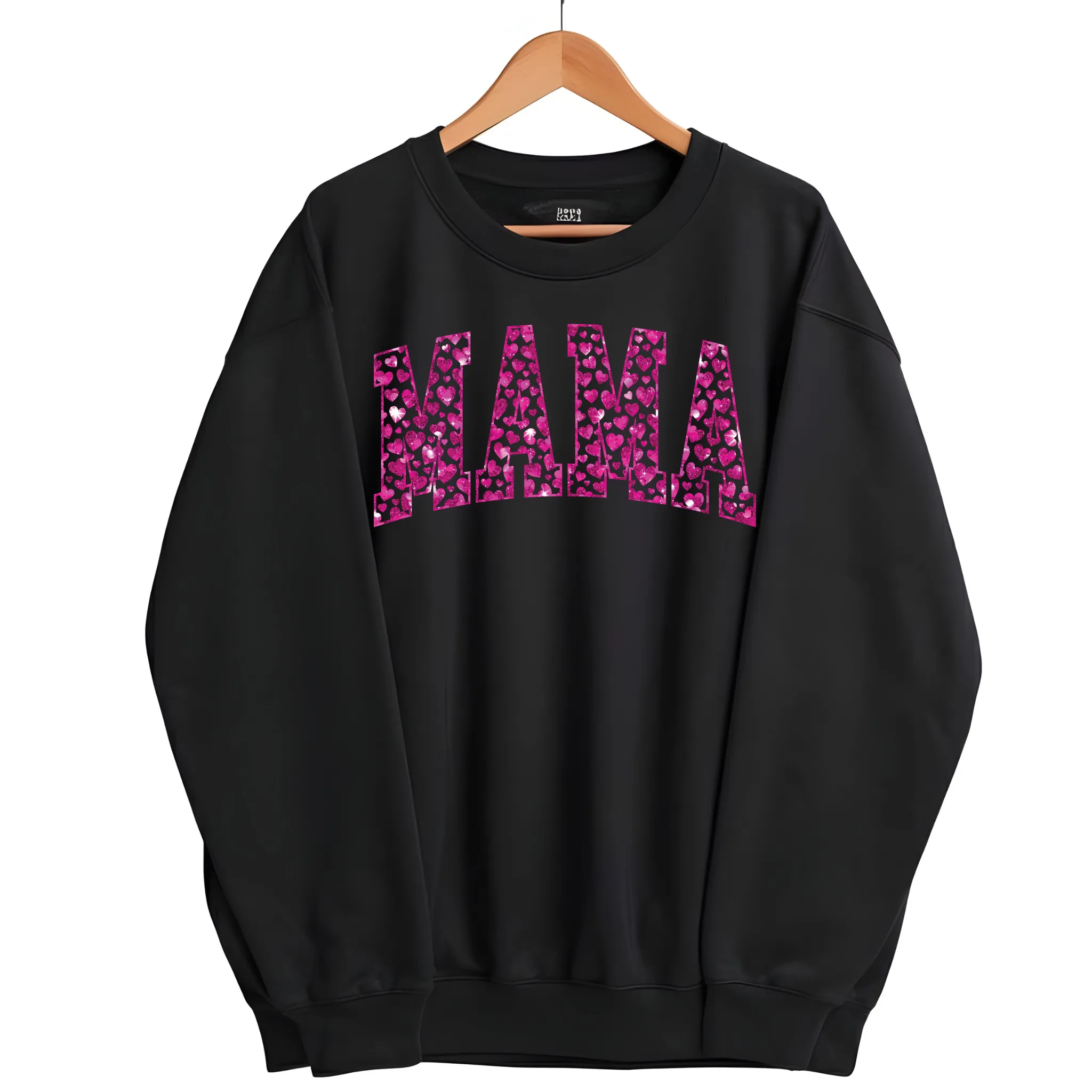 Valentine's Day Mama Pink Hearts Crewneck Sweatshirt