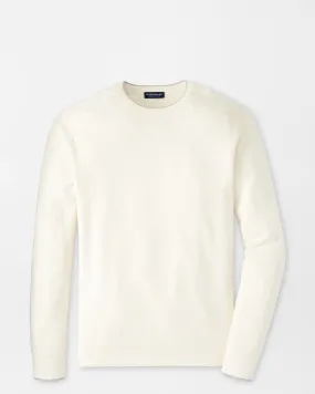 VOYAGER CASHMERE-SILK SADDLE SHOULDER CREW NECK SWEATER - IVORY