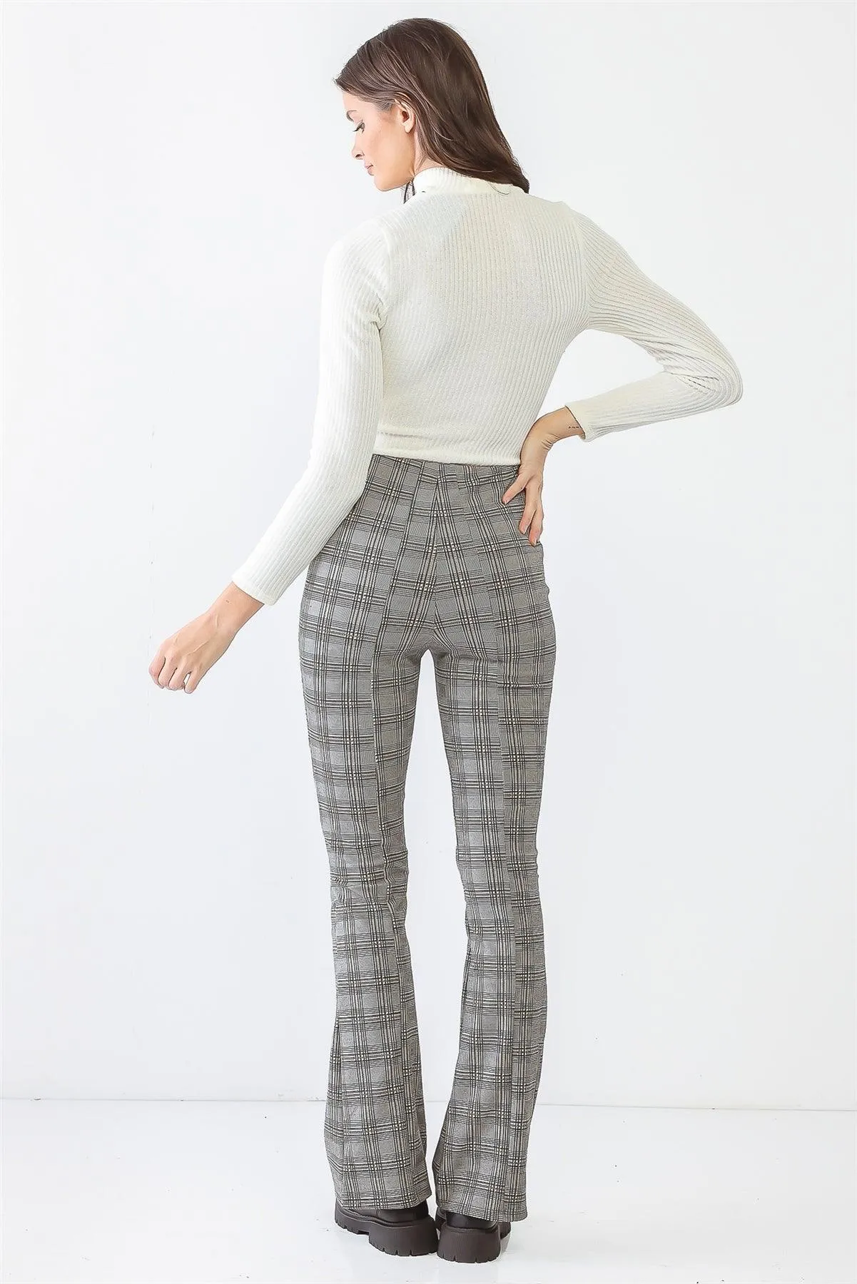 White & Black Plaid High Waist Pants /1-2-2-1