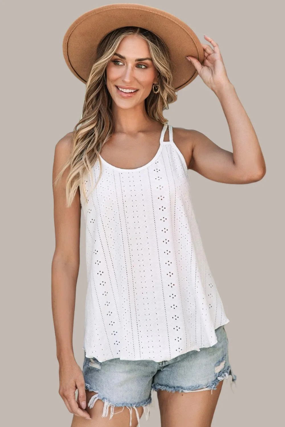 White Scoop-Neck Summer Tank Top for Women