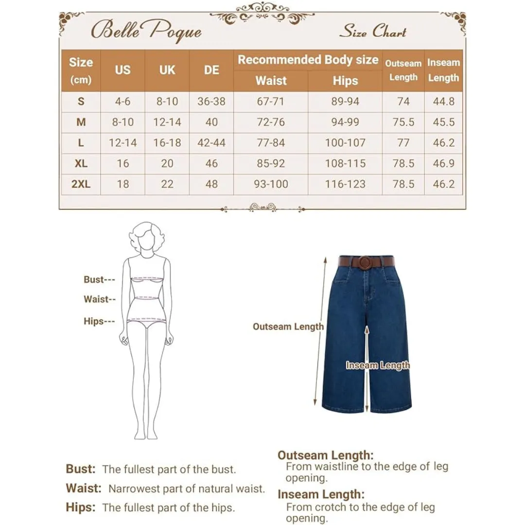 Women Casual Loose Trousers, Capri Denim Elastic Waist Jeans Pants