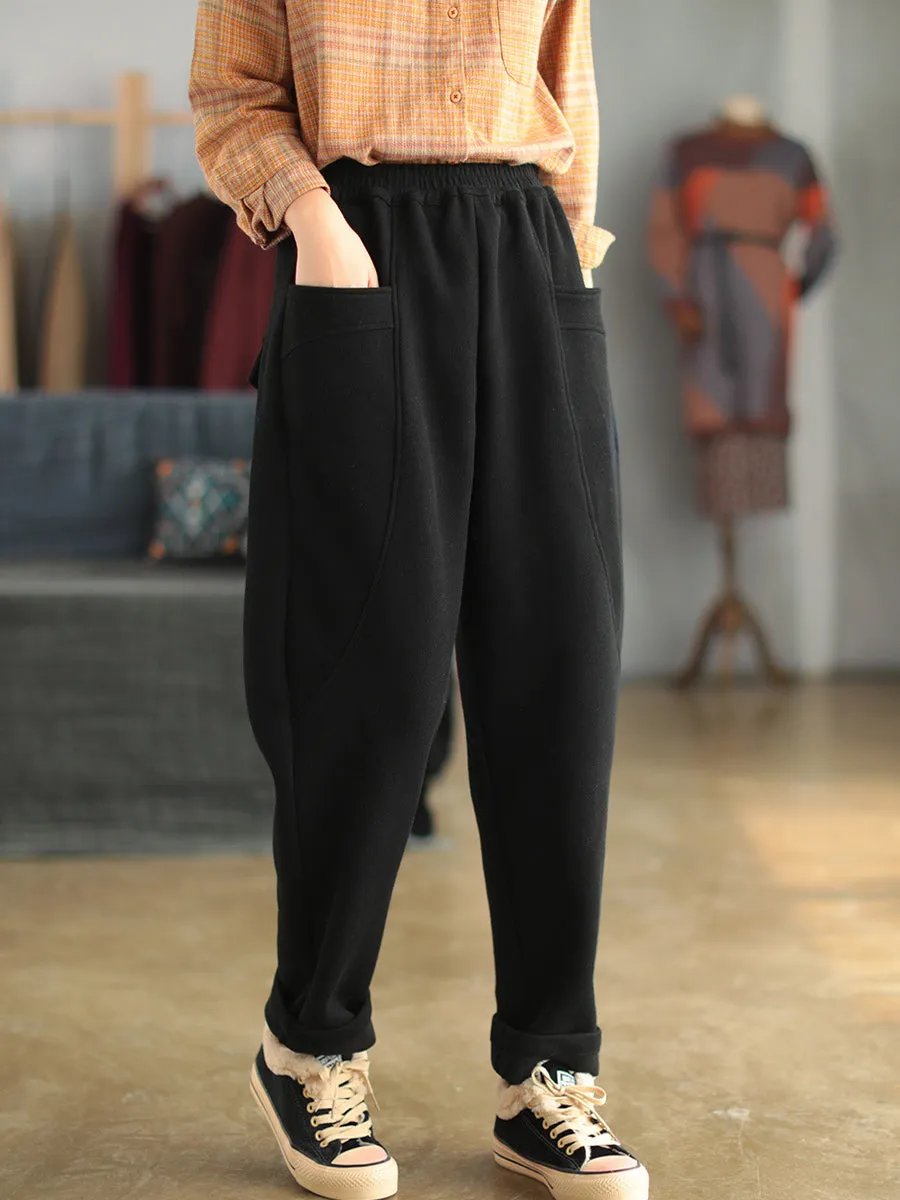 Women Winter Thicked Solid Warm Harem Pants