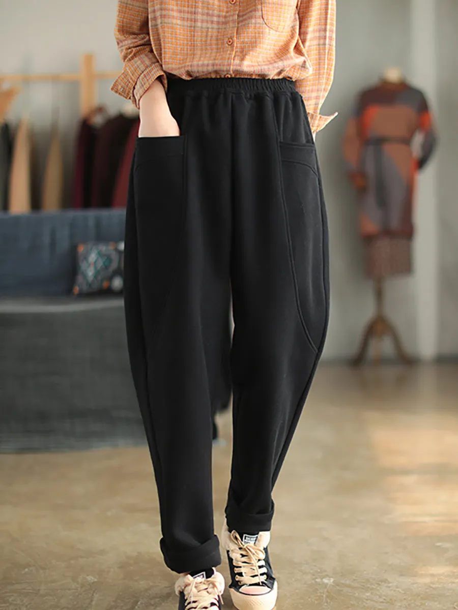 Women Winter Thicked Solid Warm Harem Pants