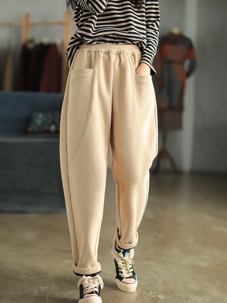 Women Winter Thicked Solid Warm Harem Pants