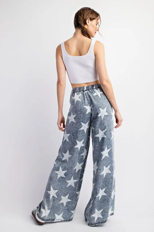 Women's Star Print Straight Leg Baggy Pants