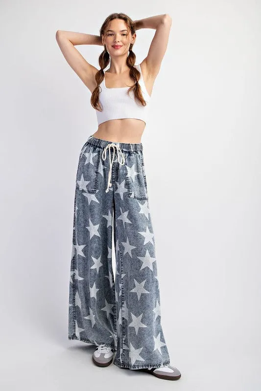 Women's Star Print Straight Leg Baggy Pants