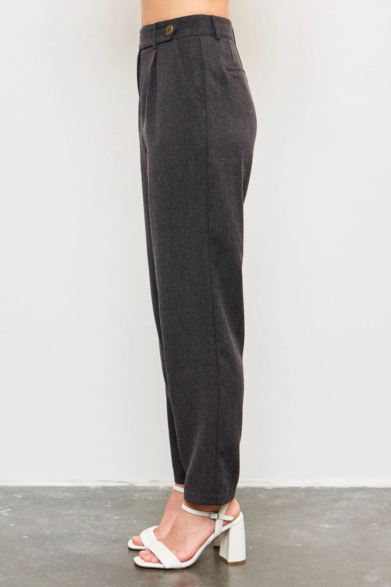 Woven High Waist Side Button Cami Pants